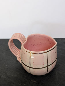 Pink Plaid Heart Mug